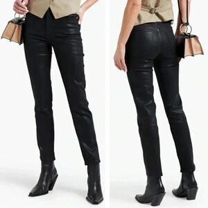 FRAME Le Sylvie Coated High-Rise Slender straight Leg Jeans in Black Sz. 30